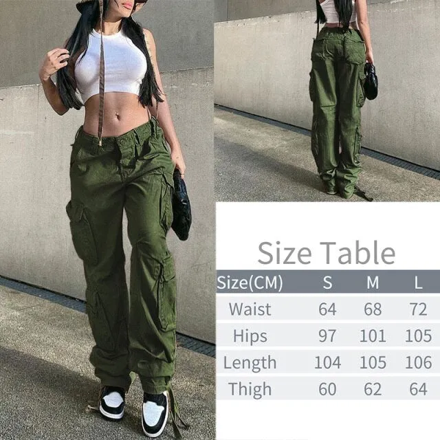 FashionSierra - Y2K High Waist Cargo Pants Womens Baggy Pants