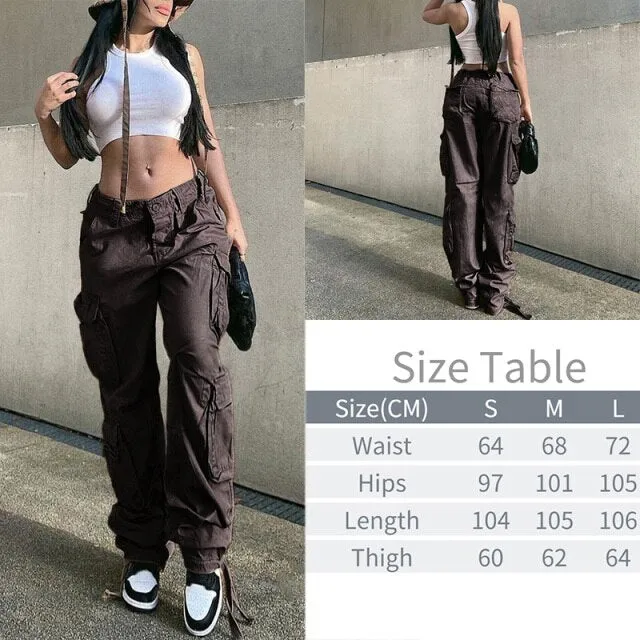 FashionSierra - Y2K High Waist Cargo Pants Womens Baggy Pants