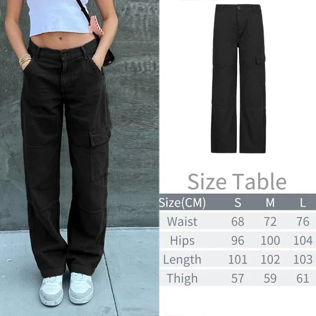 FashionSierra - Y2K High Waist Cargo Pants Womens Baggy Pants