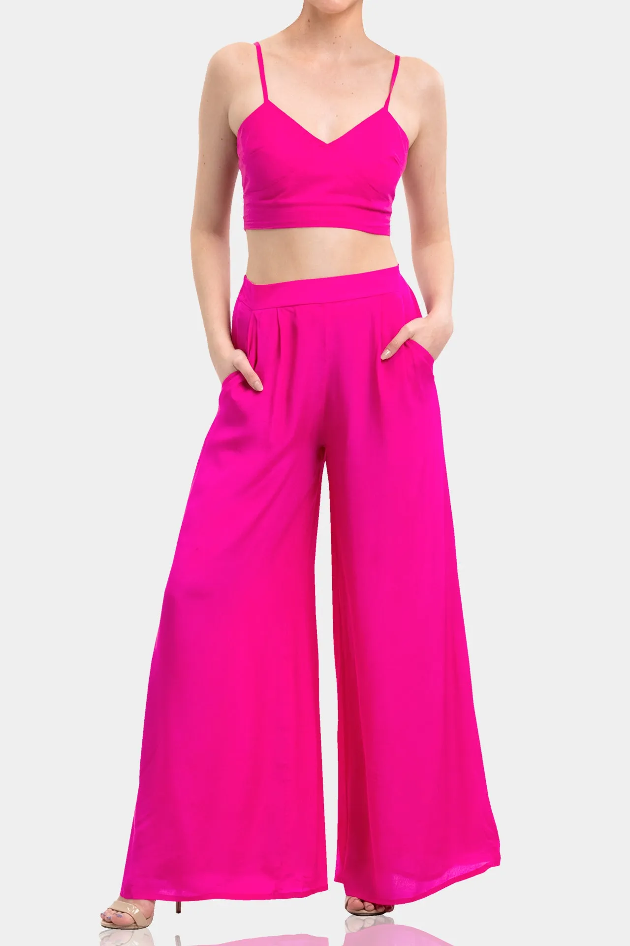 Fuchsia Wide Leg Palazzo Pants