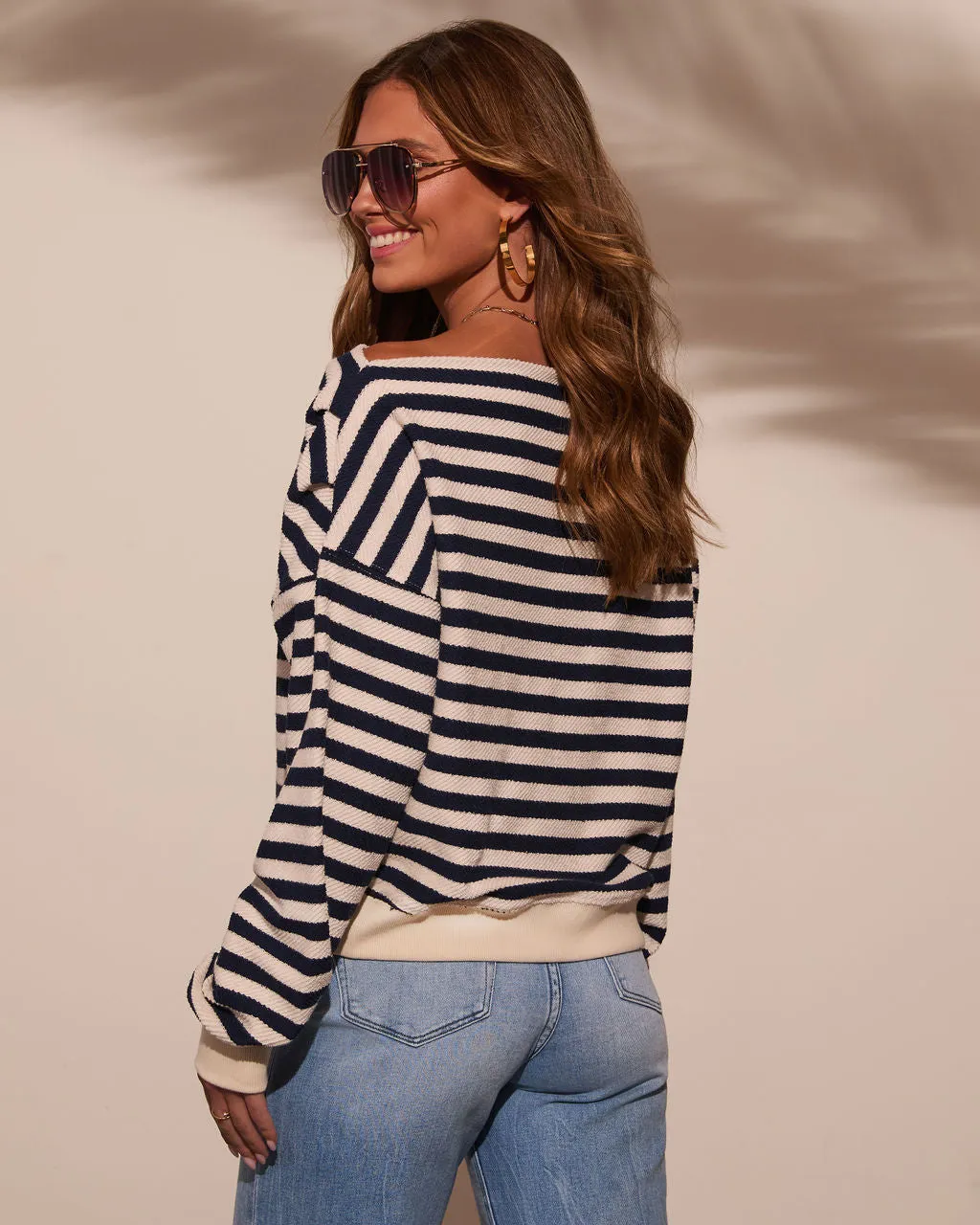 Happy Together Off The Shoulder Striped Sweater