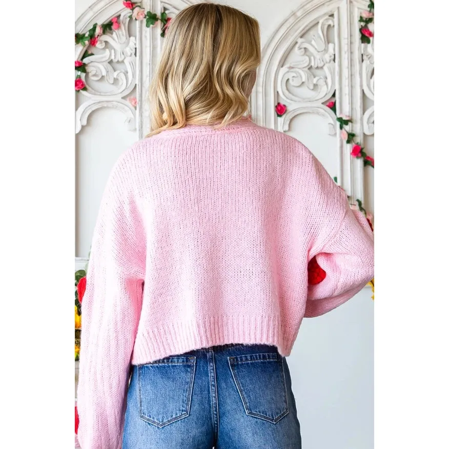 Heart On Your Sleeve Cardigan - Pink