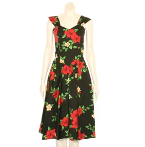 Hibiscus Plumeria Sundress Black