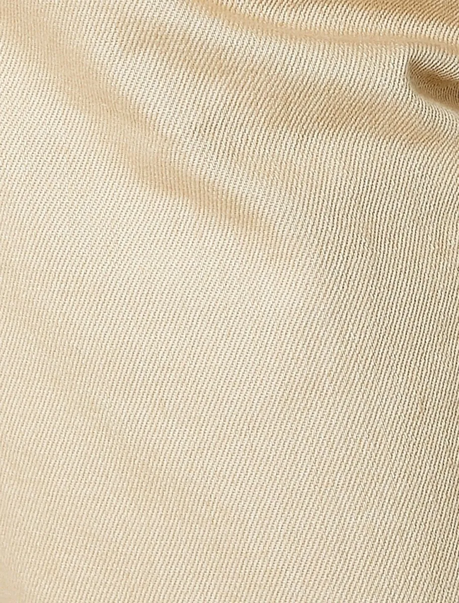 High Waist Belted Twill Pants in Sand