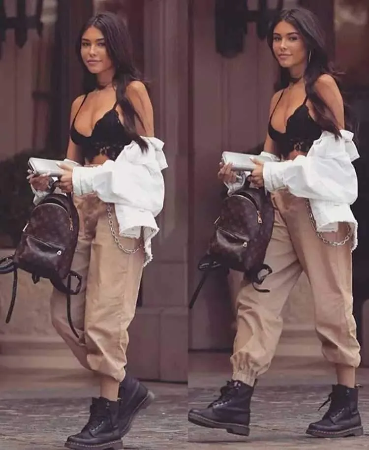 High Waisted Baggy Carrot Trousers Cargo Pants With Chains