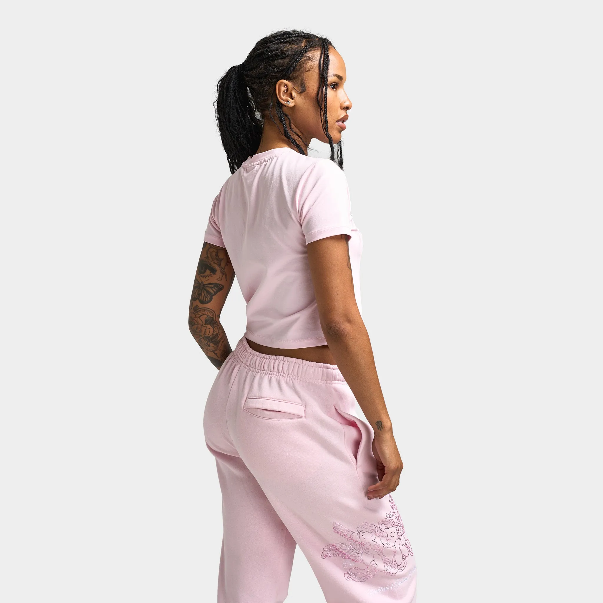 Hoodrich Women's Cherish Slim Fit Graphic T-Shirt Festival Bloom / White - Pink Rhinestone