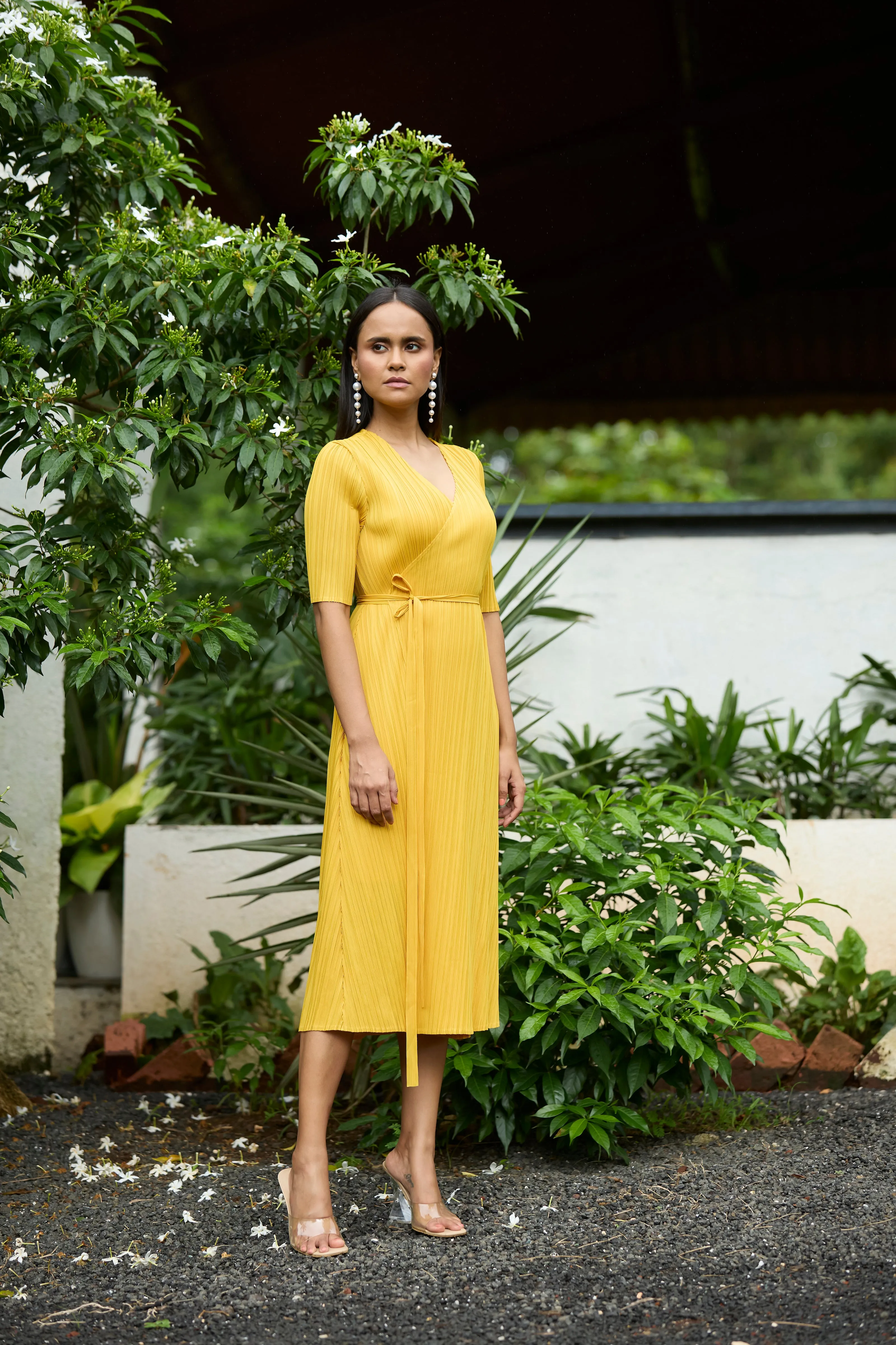 Isabella Wrap Dress - Yellow