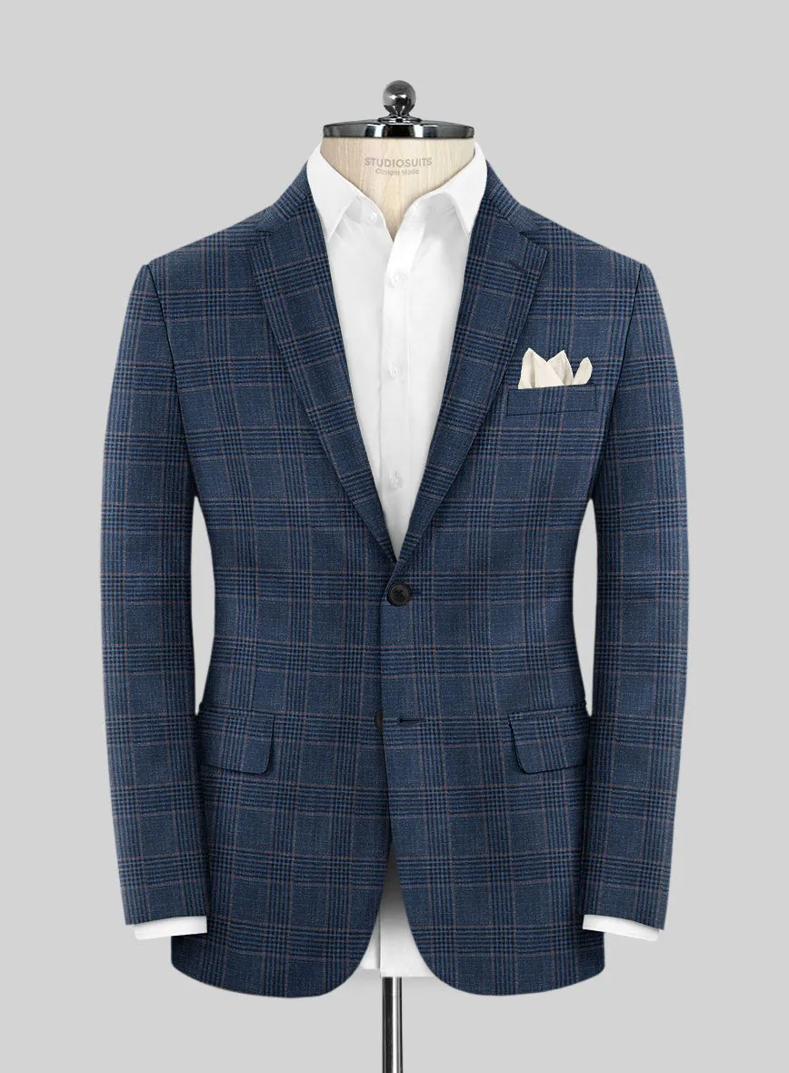 Italian Murano Najela Blue Wool Linen Silk Jacket