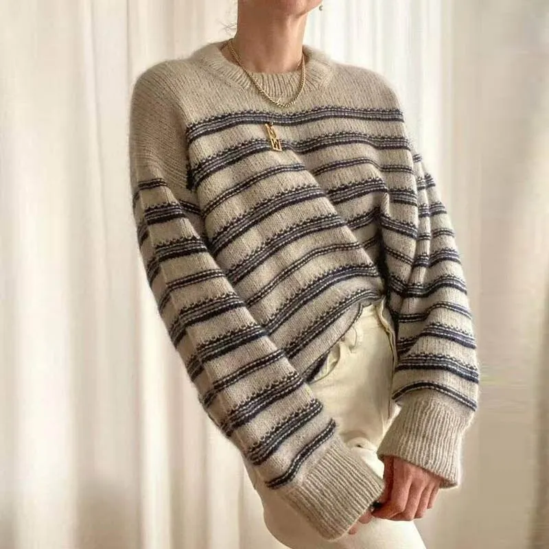Joskaa Nsauye Basic Long Sleeve Casual Knitted Y2K Striped Women Winter Sweater Tops Streetwear Oversized Pullover 2024 Sweater Autumn