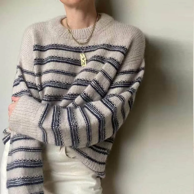 Joskaa Nsauye Basic Long Sleeve Casual Knitted Y2K Striped Women Winter Sweater Tops Streetwear Oversized Pullover 2024 Sweater Autumn
