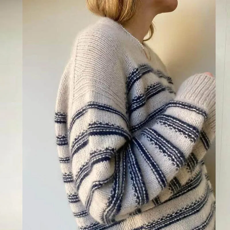 Joskaa Nsauye Basic Long Sleeve Casual Knitted Y2K Striped Women Winter Sweater Tops Streetwear Oversized Pullover 2024 Sweater Autumn