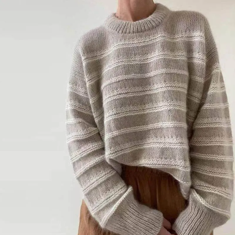 Joskaa Nsauye Basic Long Sleeve Casual Knitted Y2K Striped Women Winter Sweater Tops Streetwear Oversized Pullover 2024 Sweater Autumn
