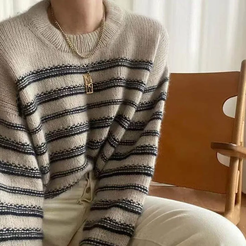 Joskaa Nsauye Basic Long Sleeve Casual Knitted Y2K Striped Women Winter Sweater Tops Streetwear Oversized Pullover 2024 Sweater Autumn