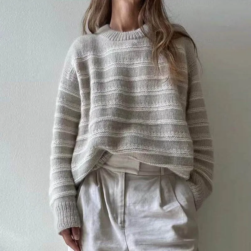 Joskaa Nsauye Basic Long Sleeve Casual Knitted Y2K Striped Women Winter Sweater Tops Streetwear Oversized Pullover 2024 Sweater Autumn