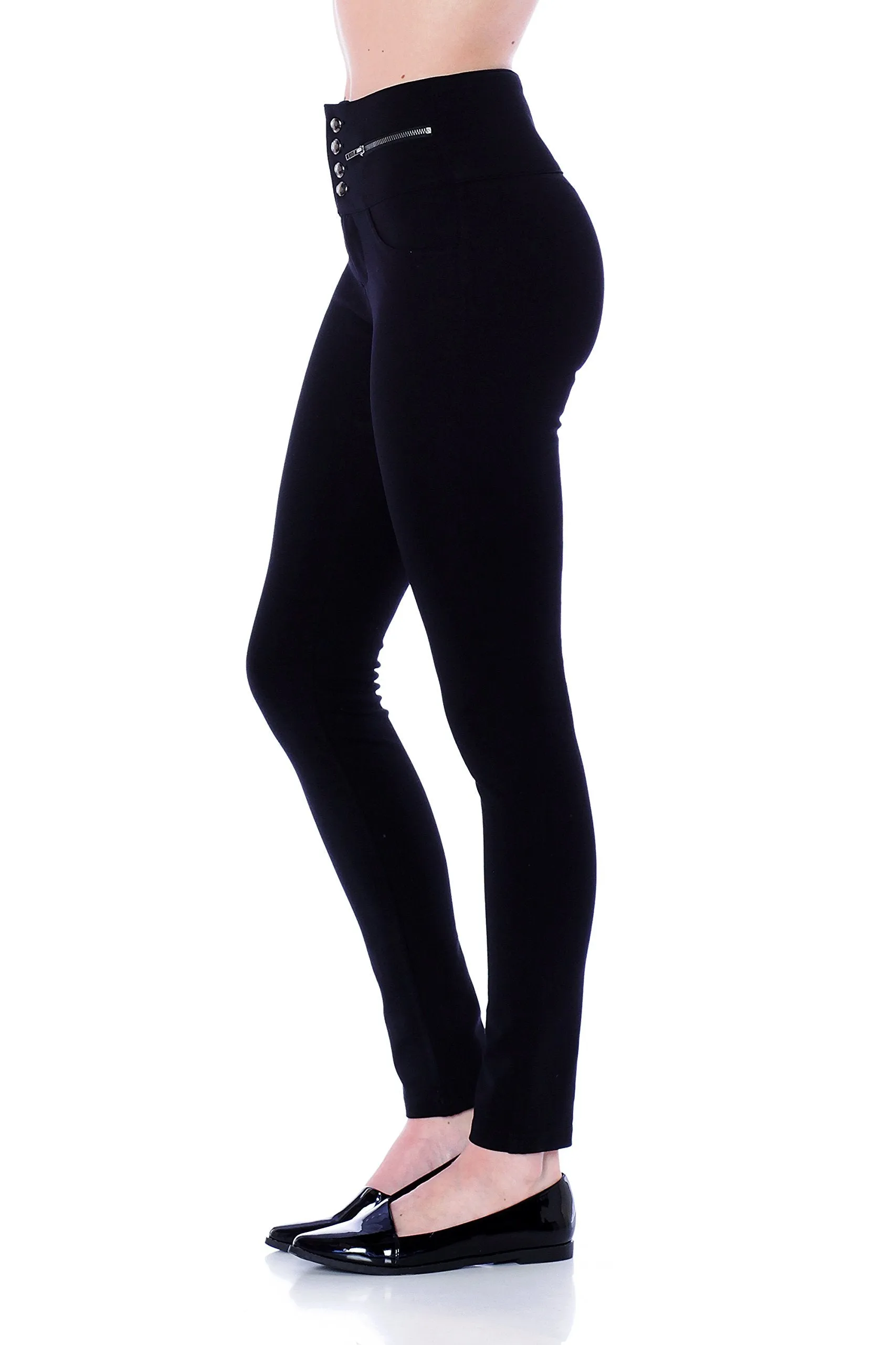 Khanomak High Waist Front Button & Ziper Detail Pants