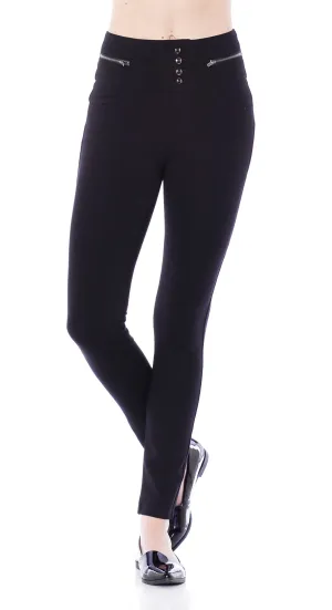 Khanomak High Waist Front Button & Ziper Detail Pants
