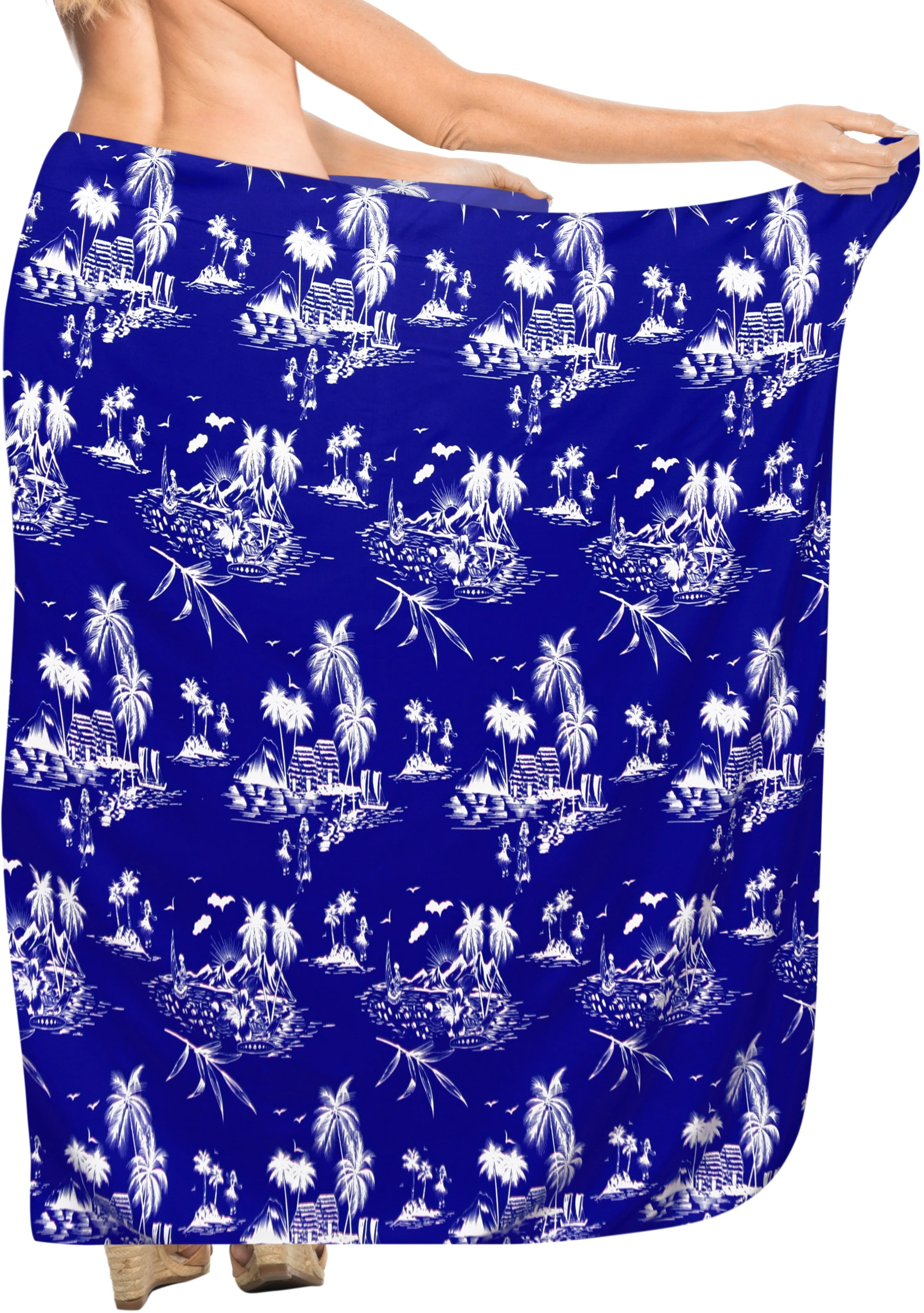 LA LEELA Women Sarong Wrap Swimwear Cover Up Beach Yoga Mats One Size Blue_B724