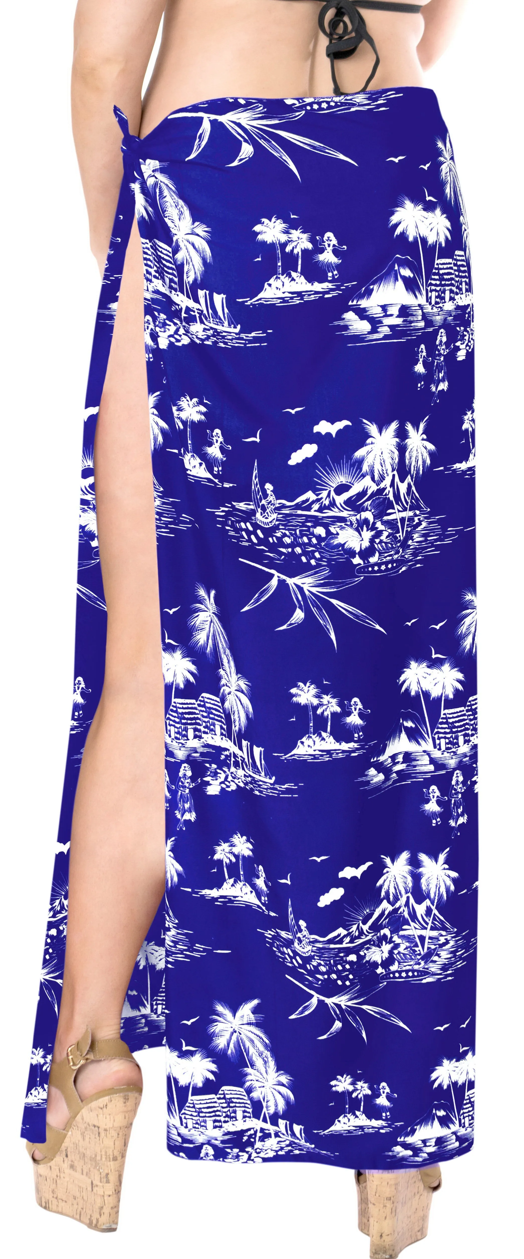 LA LEELA Women Sarong Wrap Swimwear Cover Up Beach Yoga Mats One Size Blue_B724