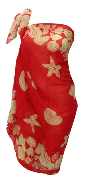LA LEELA Womens Boho Sarong Swimsuit Cover Up Beach Wrap Pareo One Size Red_Q163