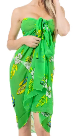 LA LEELA Women's Sarong Swimsuit Cover Up Summer Beach Wrap 72"x42" Green_L718