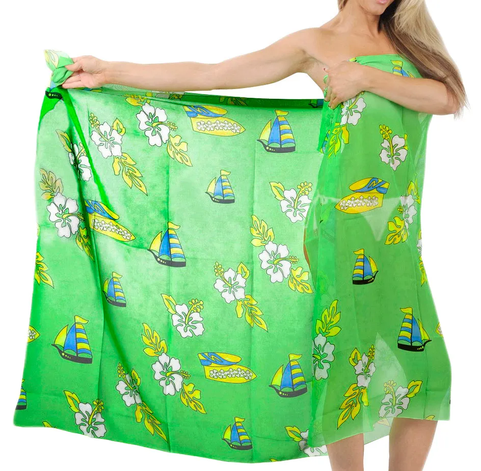 LA LEELA Women's Sarong Swimsuit Cover Up Summer Beach Wrap 72"x42" Green_L718