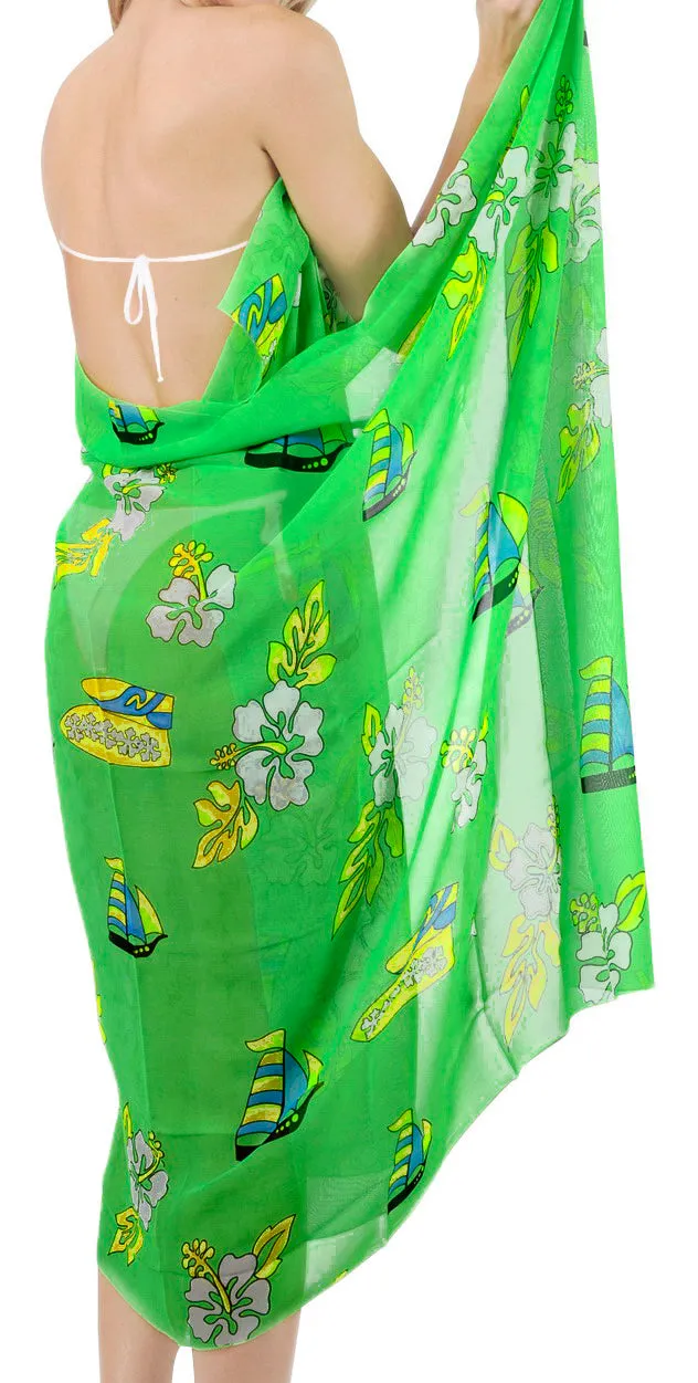 LA LEELA Women's Sarong Swimsuit Cover Up Summer Beach Wrap 72"x42" Green_L718