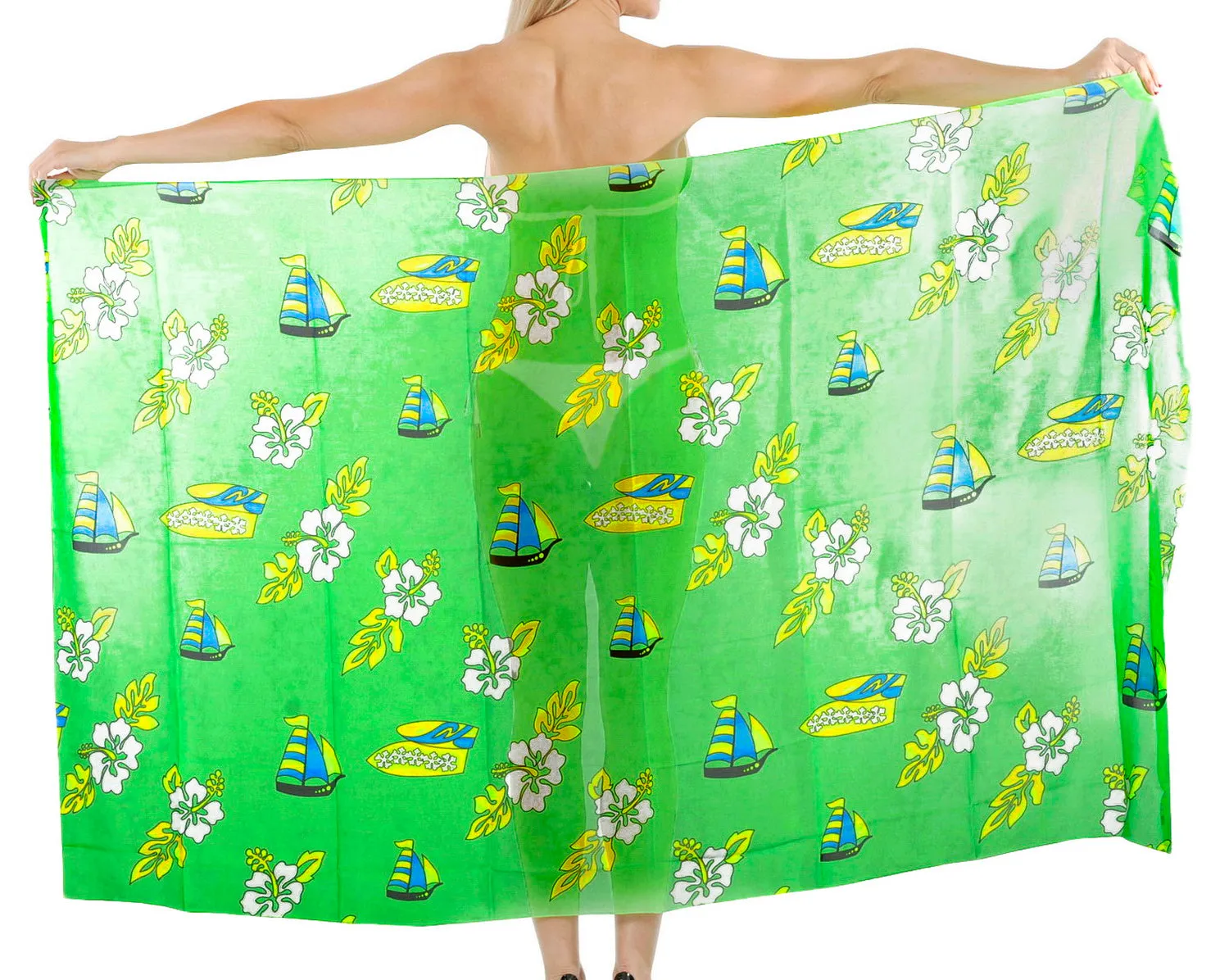 LA LEELA Women's Sarong Swimsuit Cover Up Summer Beach Wrap 72"x42" Green_L718
