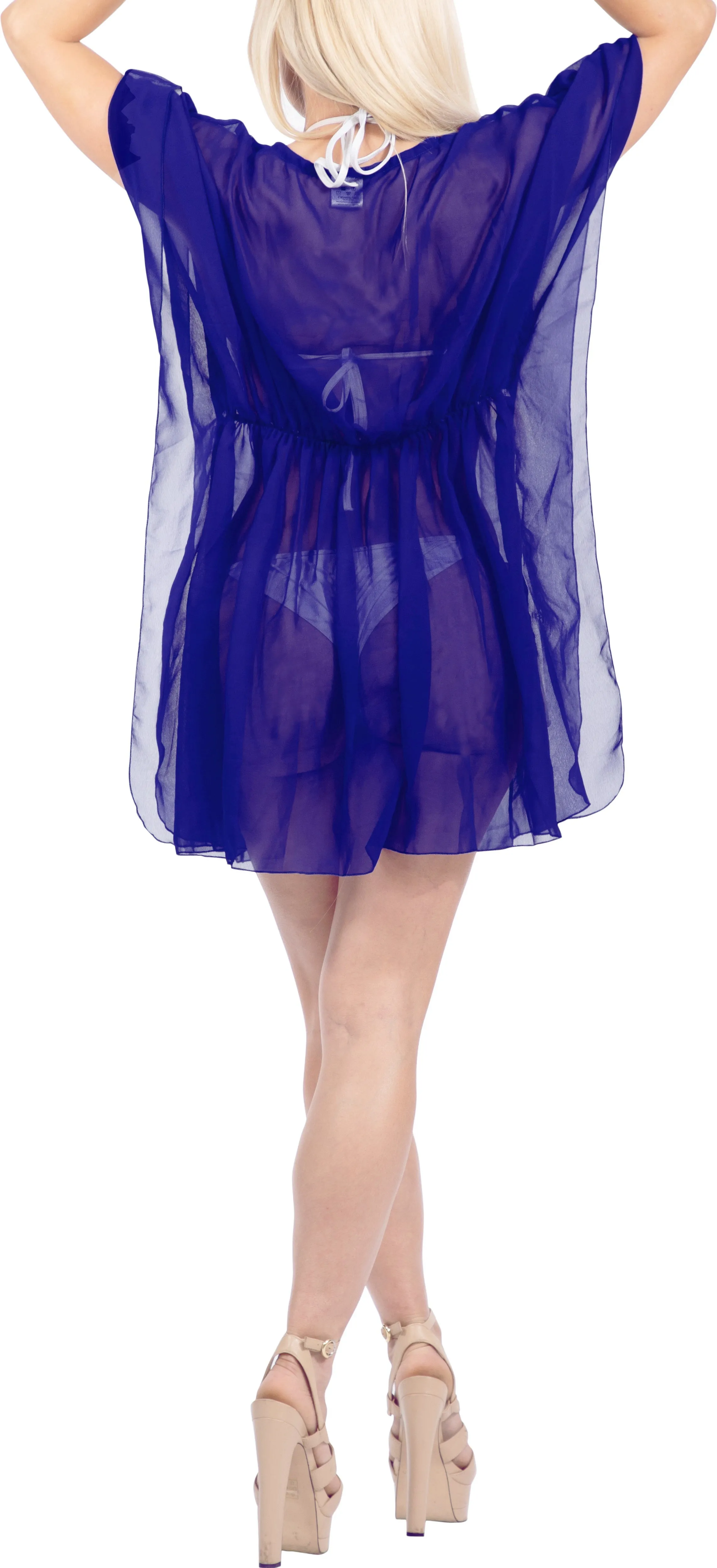 LA LEELA Women's Swimwear Cover up plus size OSFM 4-14 [S-L] Royal Blue_X957