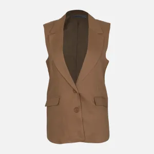 LADIES LINEN BLEND BLAZER VEST