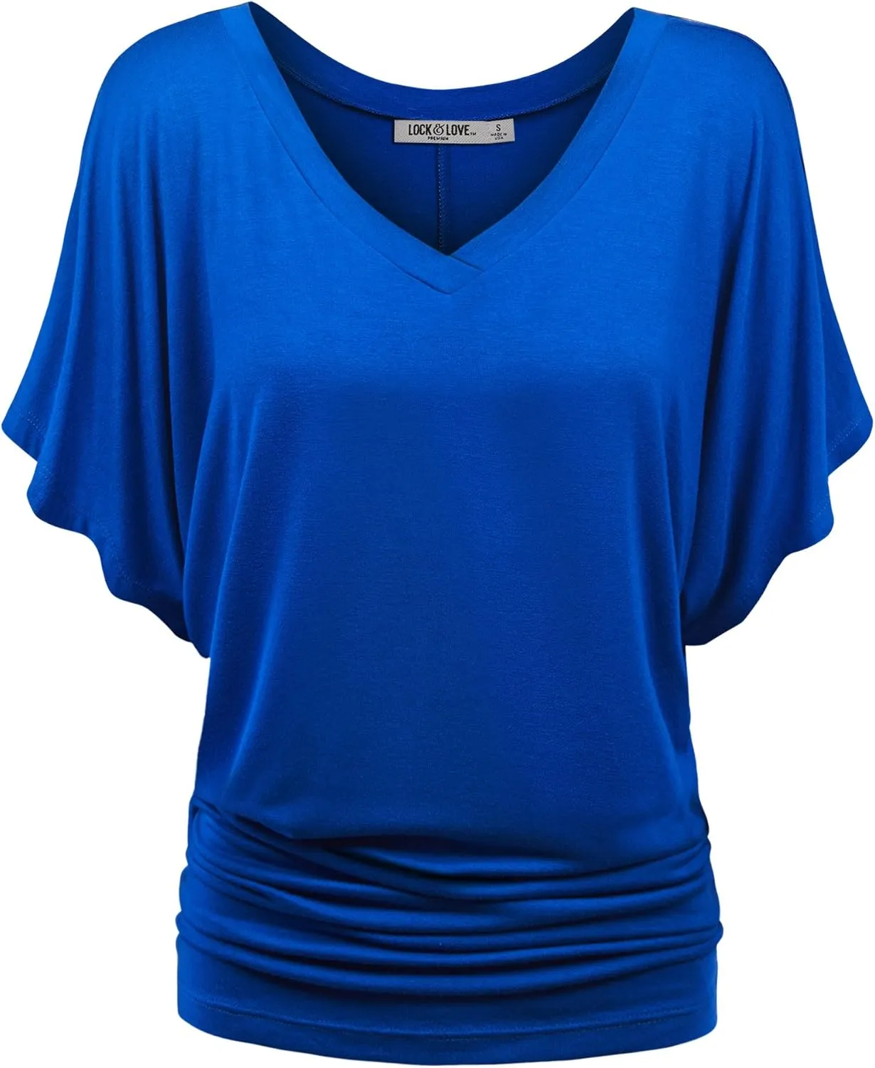 Lock and Love Women's Versatile Casual Short Sleeve Dolman Top – Loose Fit Boat Neck & V-Neck T-Shirt