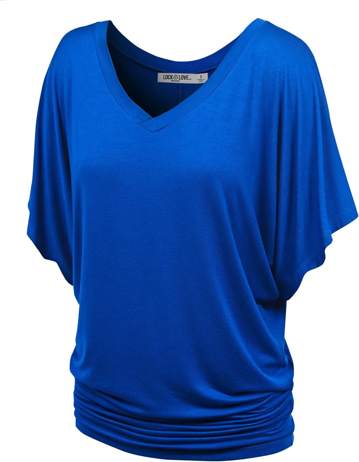 Lock and Love Women's Versatile Casual Short Sleeve Dolman Top – Loose Fit Boat Neck & V-Neck T-Shirt