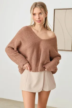 Long Sleeve V-Neck Oversized Knit Top