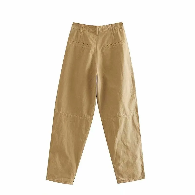 Loose High Waist Khaki Pants Women