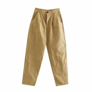Loose High Waist Khaki Pants Women