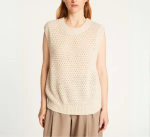 Maison Montagut - Raven Open Knit Sweater Vest in Ecru