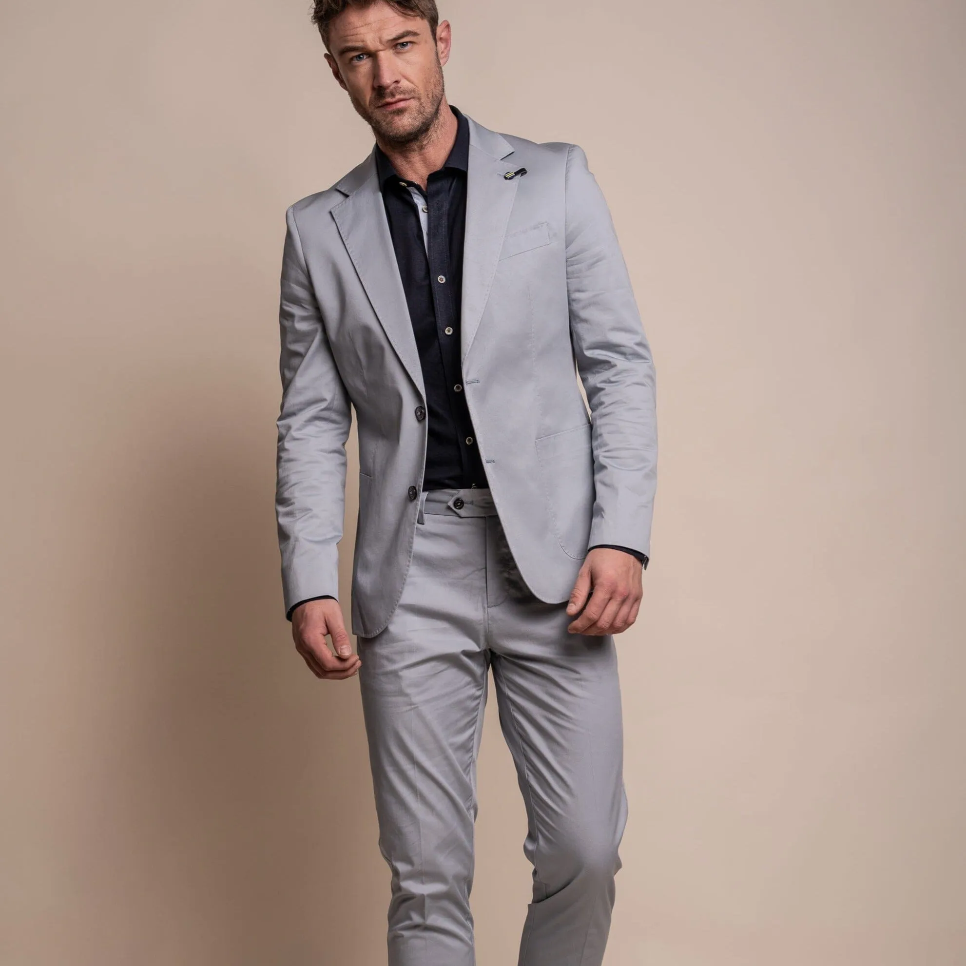 Mario Half-Lined Ice Blue Cotton Blazer