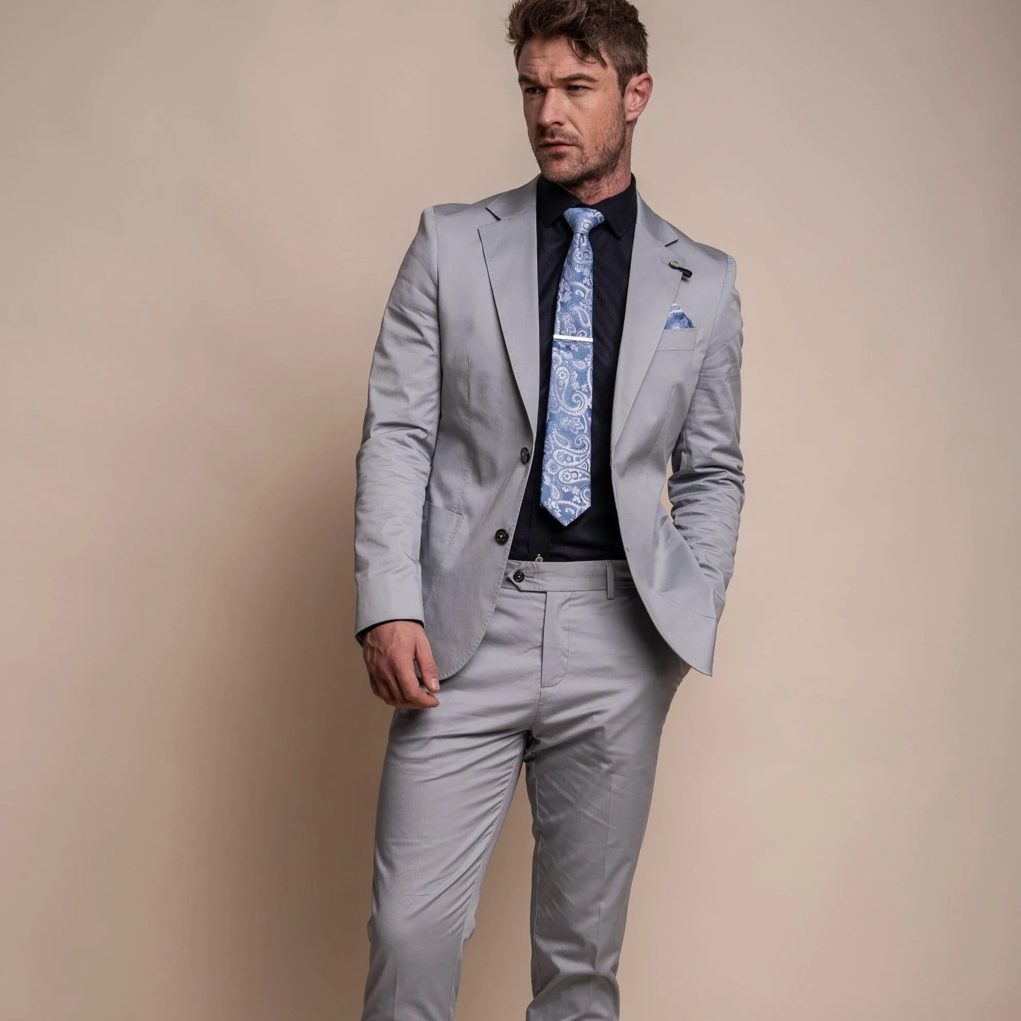 Mario Half-Lined Ice Blue Cotton Blazer