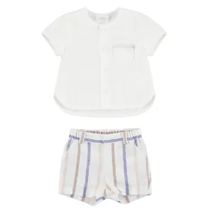 Mayoral Boys Linen Shirt & Striped Shorts