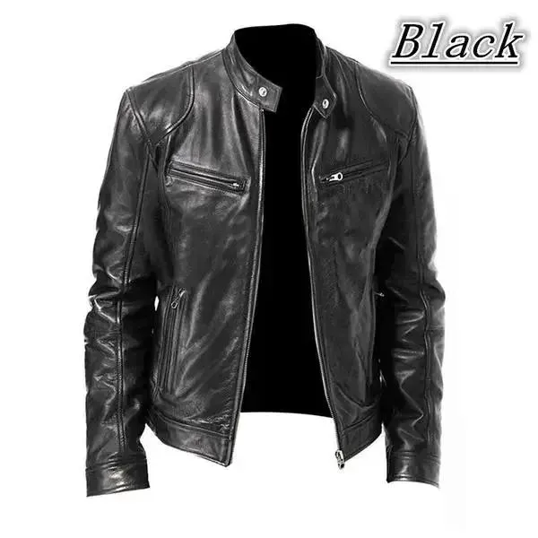 Men Vintage Cool Motorcycle Leather Jacket