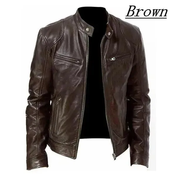 Men Vintage Cool Motorcycle Leather Jacket