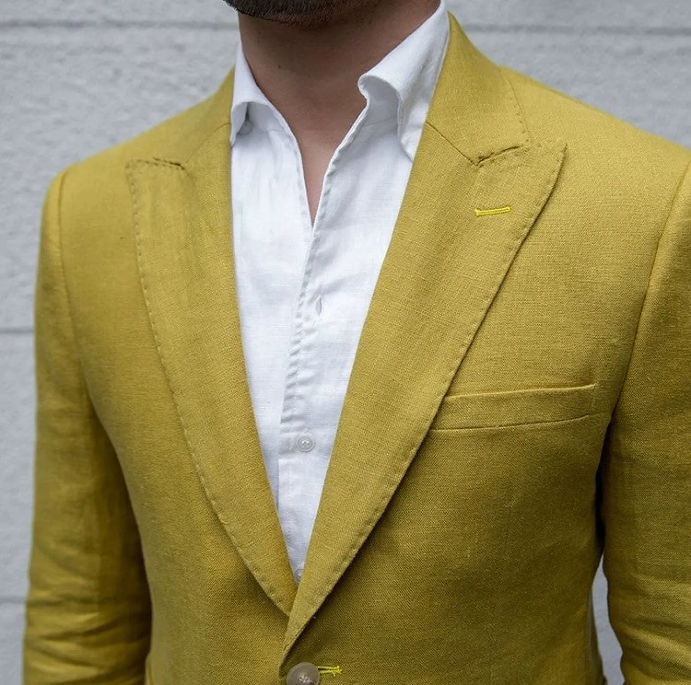 Men's 2 Pieces Mens Blazer Peak Lapel Linen For Wedding