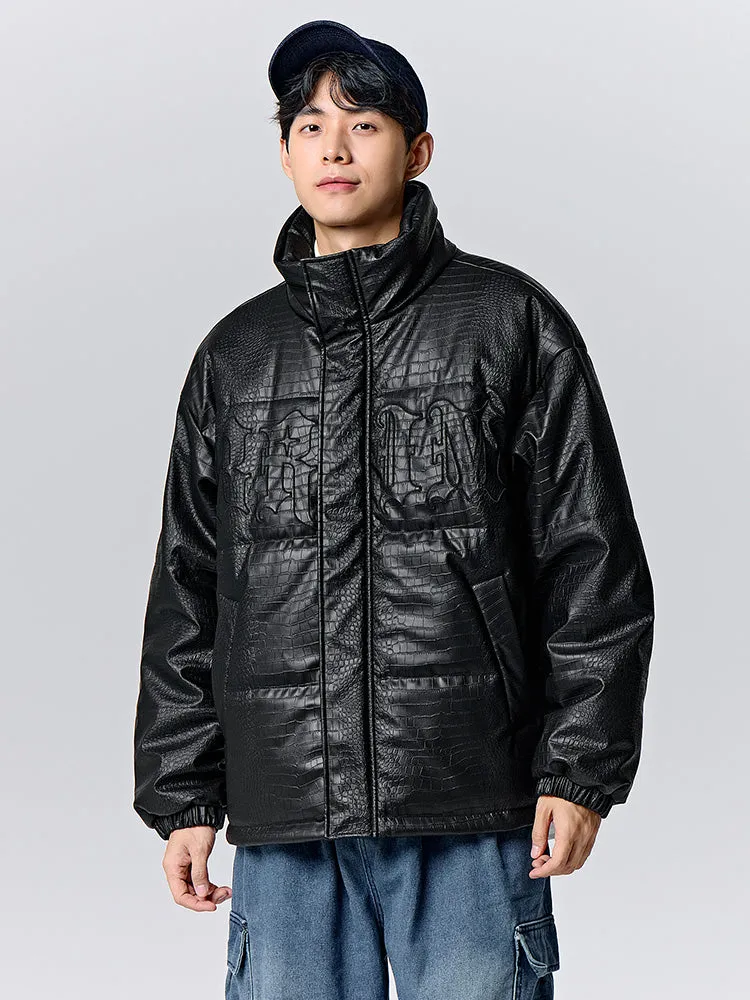 Men's black short thick cotton coat