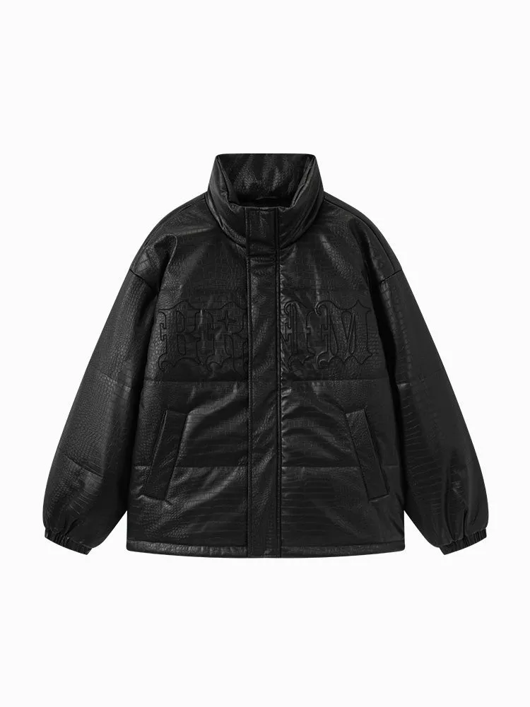 Men's black short thick cotton coat