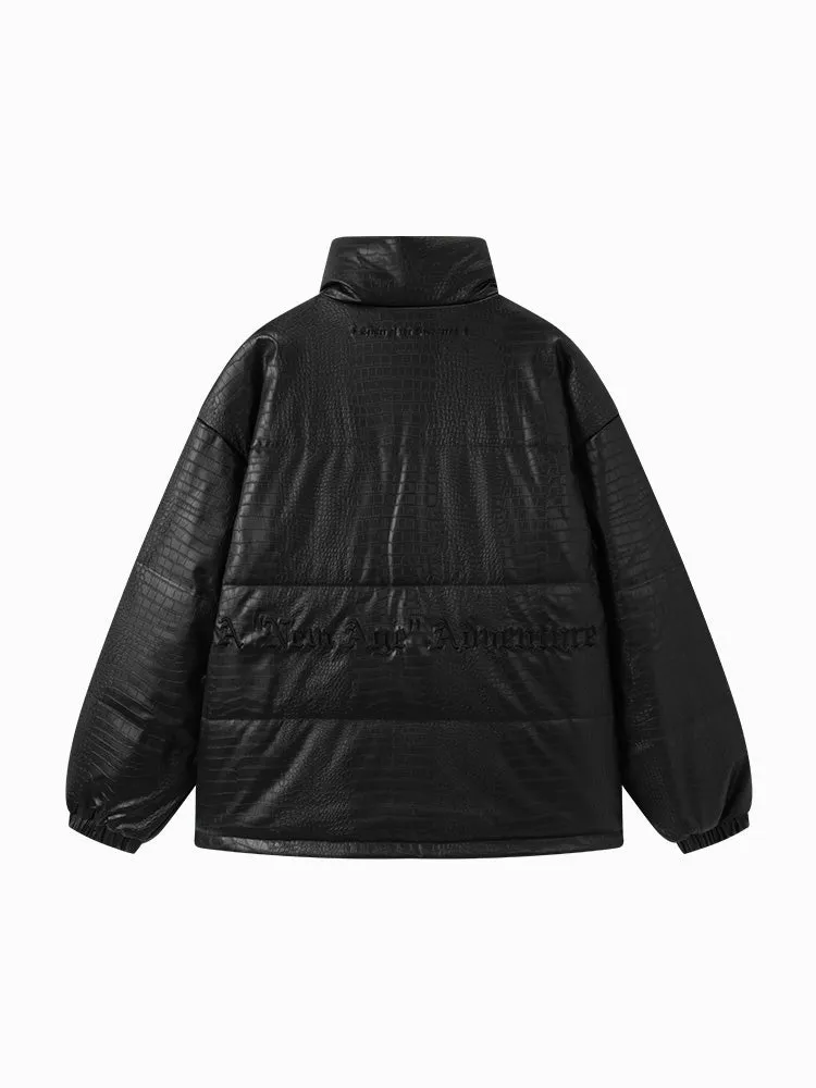 Men's black short thick cotton coat