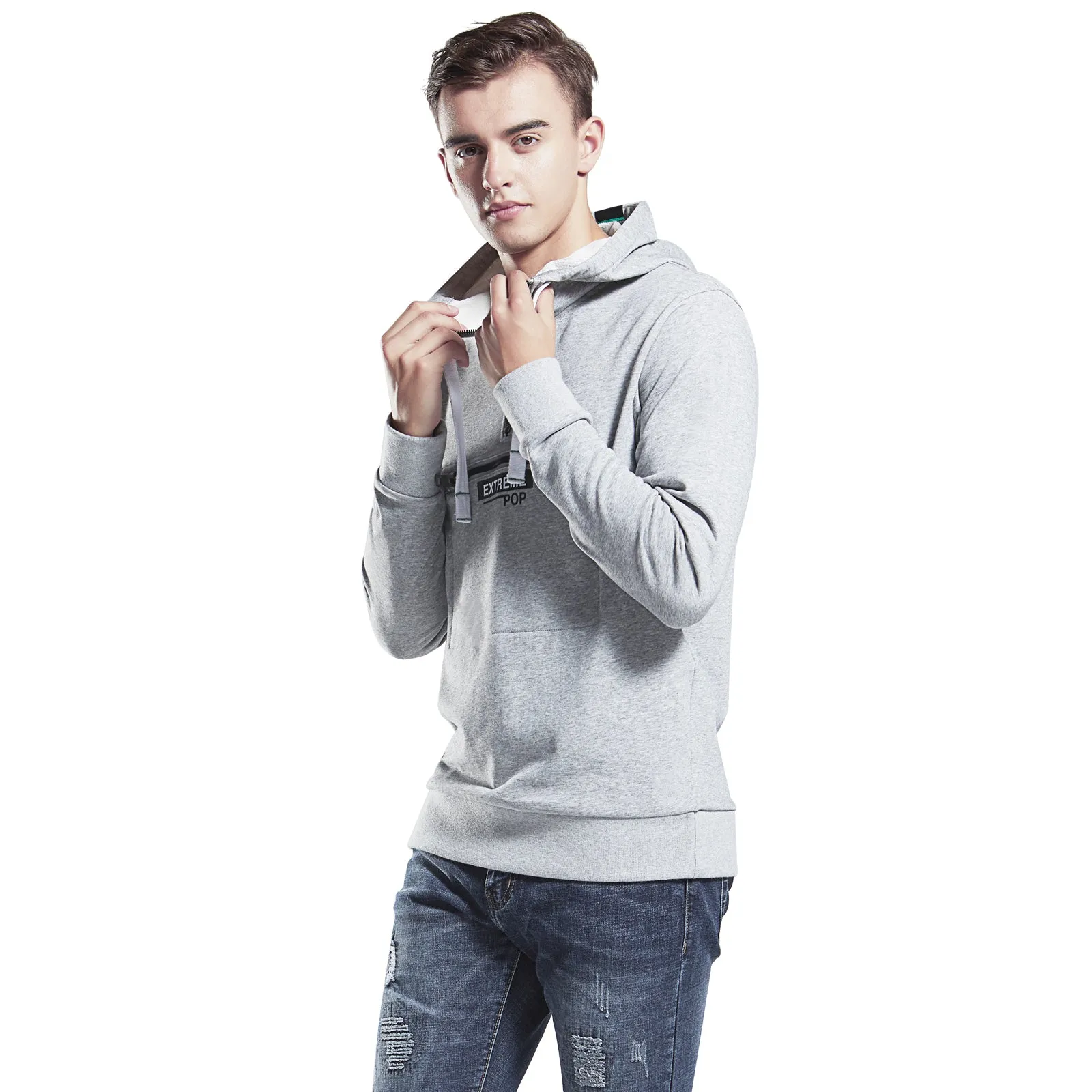 Mens Half Placket Hoodie Sweatshirt