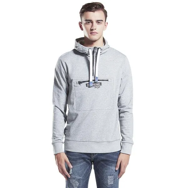 Mens Half Placket Hoodie Sweatshirt