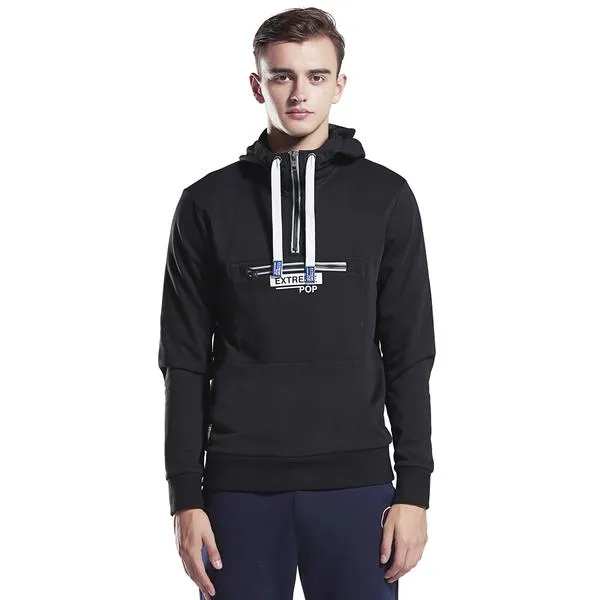 Mens Half Placket Hoodie Sweatshirt