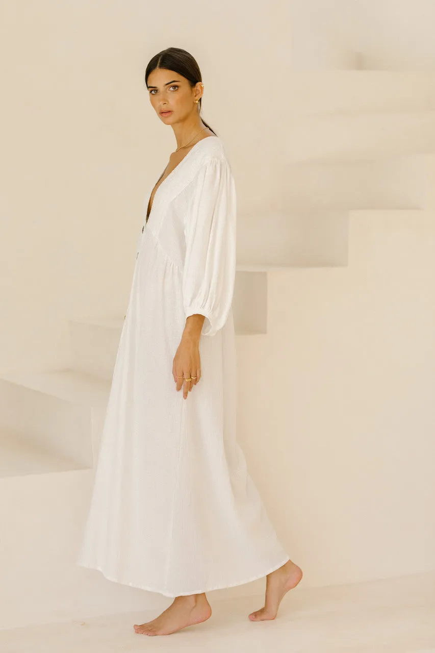 Off White Cotton Shirt Dress