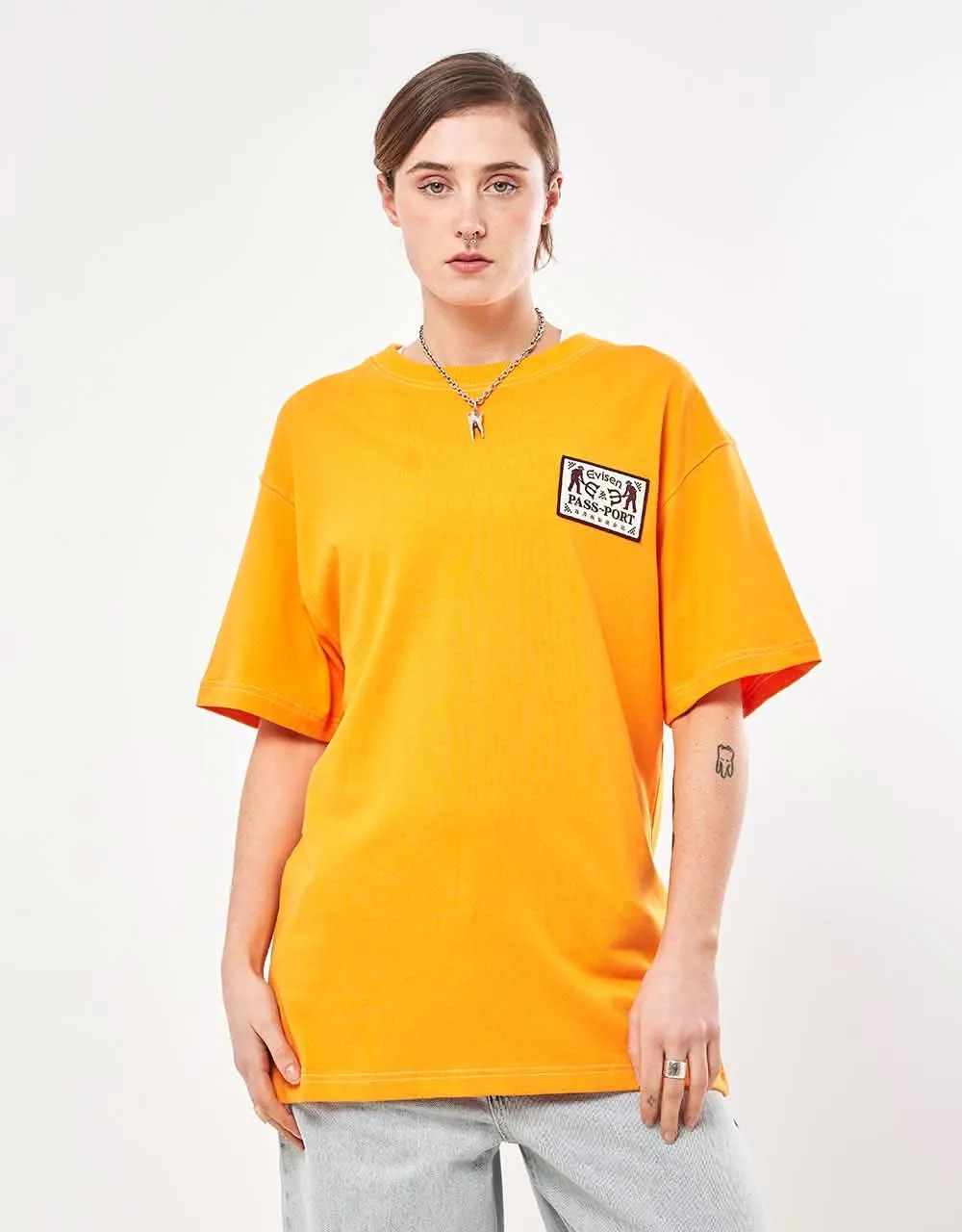 Pass~Port x Evisen Logo Lock~Up T-Shirt - Orange Sherbert