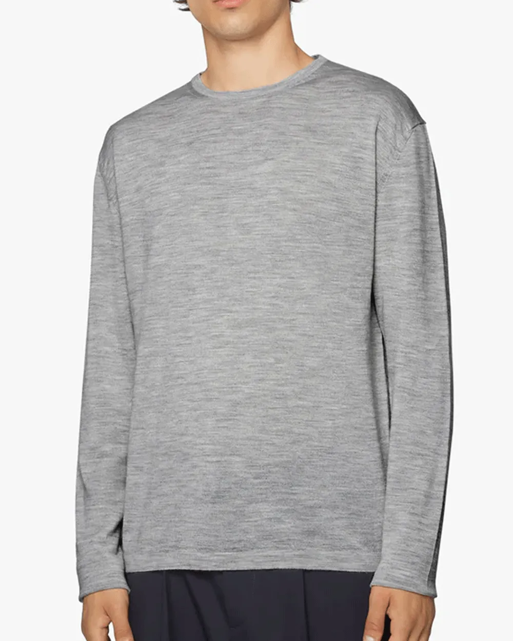 Pearl Grey Crewneck Knit Sweater